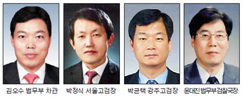 봉욱 전 대검 차장검사, 김오수 전 법무부 차관, 양부남 전 부산고검장, 배성범 법무연수원장, 조상철 서울고검장, 오인서 수원고검장, 강남일 대전고검장, 구본선 광주고검장, 이성윤 서울중앙지검장. 검찰 인사, 대윤(大尹)과 소윤(小尹)의 약진, 적폐 수사 날개-국민 ...