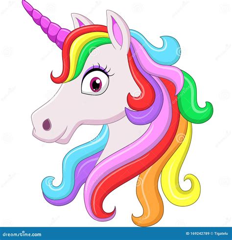 Cute Rainbow Unicorn Head Mascot Stock Vector Illustration Of Magic
