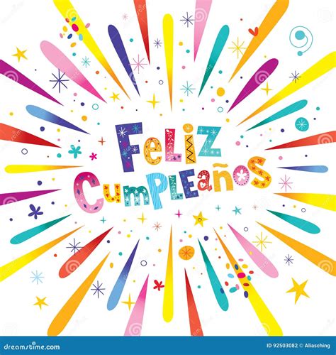 Feliz Cumpleanos Happy Birthday In Het Spaans Vector Illustratie
