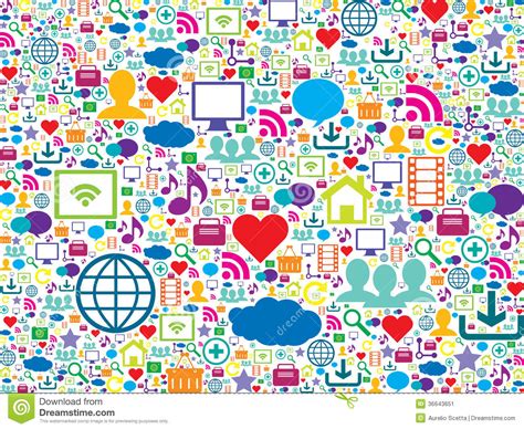 Colorful Icons Of Technology And Social Media Stock Image Image 36643651