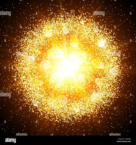 Abstract Golden Explosion With Gold Glittering Elements Burst Of Stock