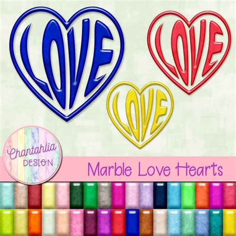 Free Love Hearts Design Elements In A Marble Style