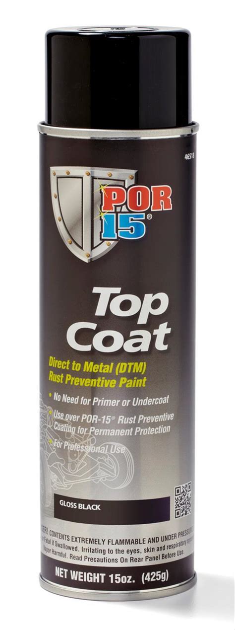 Por 15 Top Coat Dtm Direct To Metal Rust Preventive Paint Gloss Black