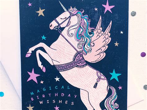 Printable Card Birthday Unicorn Happy Merry Unicorn Birthday Card