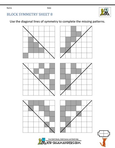These worksheets will help you test your knowledge of line symmetry and rotational symmetry. Symmetry Worksheet