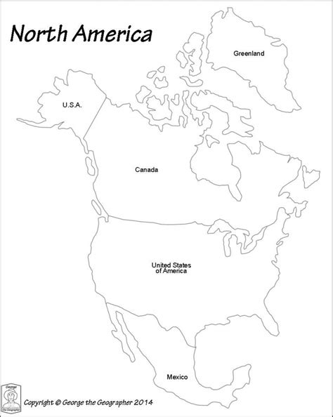 Printable Map North America