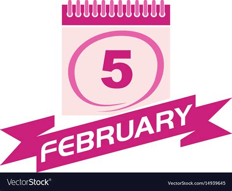 5 February Calendar With Ribbon Royalty Free Vector Image