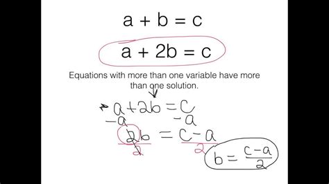 Multiple Variable Equations Examples Worksheet