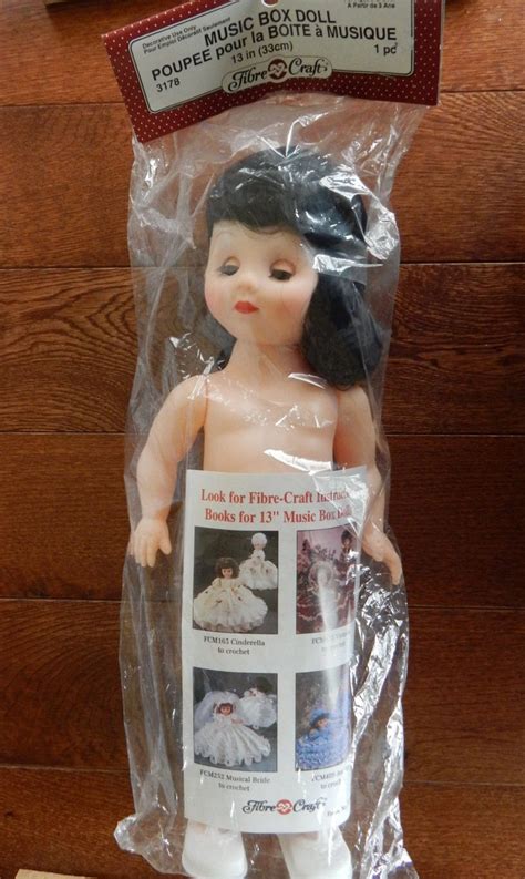 Music Box Doll Plastic Body13 33cm Tall Black Hair Fibre Craft
