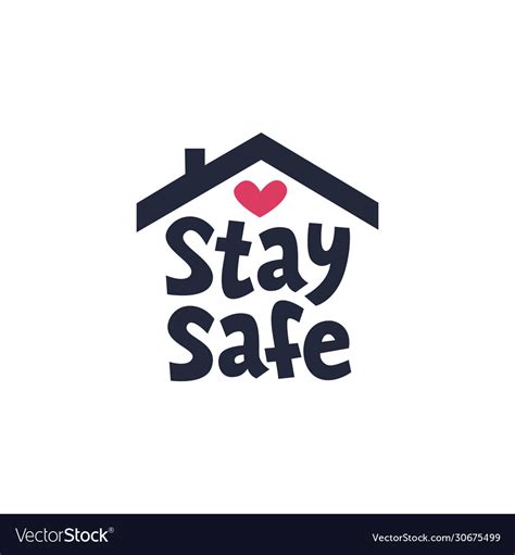 Stay Safe Icon Or Hashtag Simple Sign With House Vector Image
