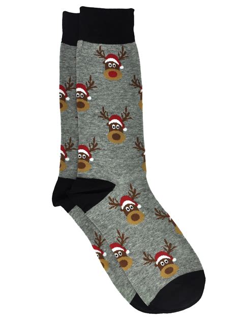 Mens Christmas Reindeer Socks Size 10 13 Grey Black Walmart Canada