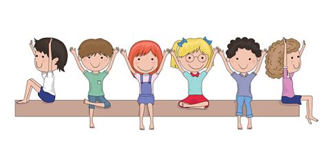 Happy School Children Raising Their Hands Cartoon Stock Illustration