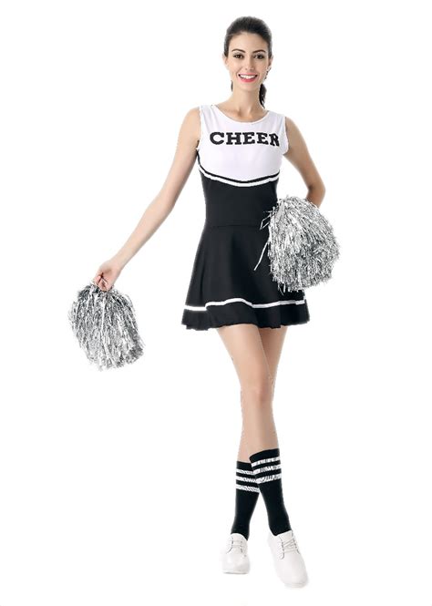 cheerleader costume women black white sport fancy sexy cheerleader dress cheer uniforms for