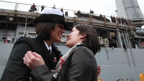 Navy First Same Sex Couple Share First Kiss At Homecoming
