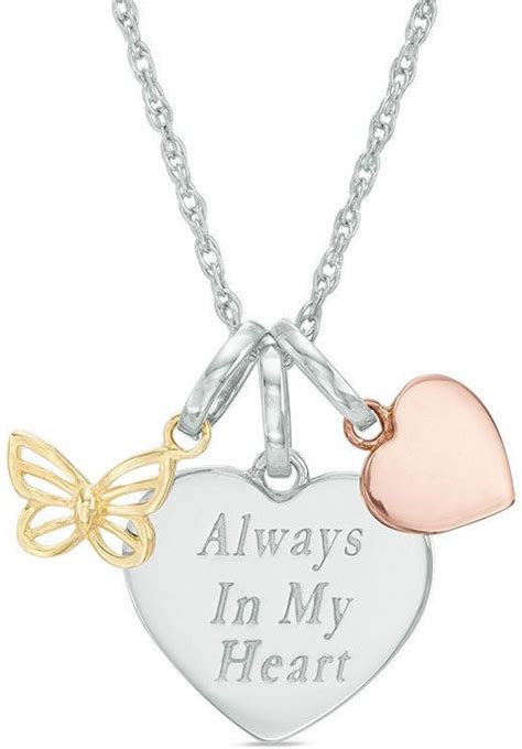 Three Piece Butterfly Heart And Always In My Heart Charms Pendant
