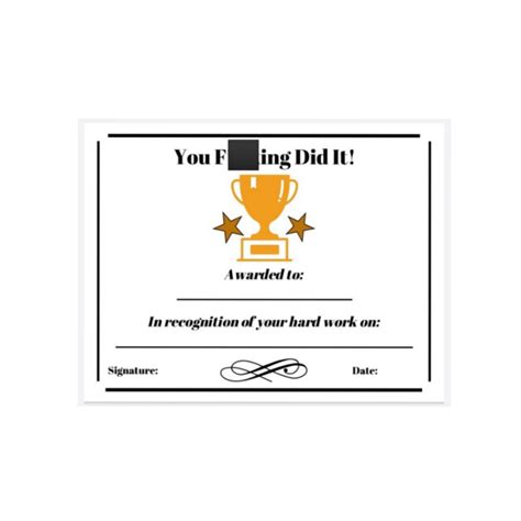 funny certificate template digital etsy