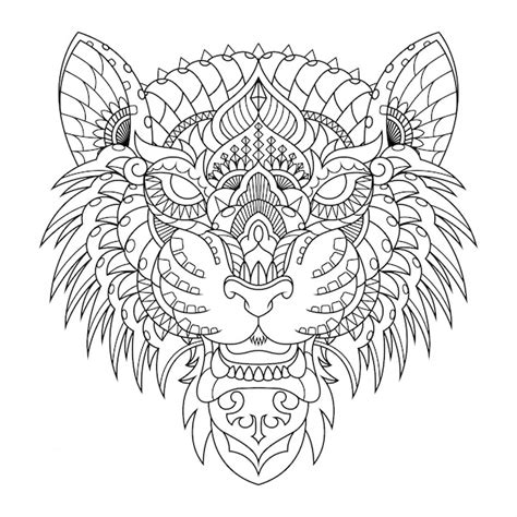 Ilustraci N De Tigre Mandala Zentangle En Libro Para Colorear De