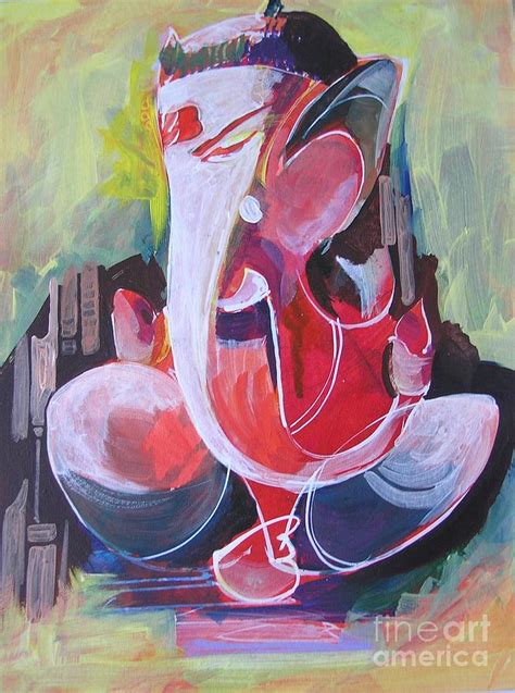 Lord Ganesha Unique Abstraction Painting By Chintaman Rudra Pixels