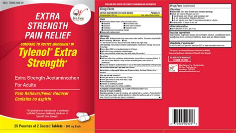 Acetaminophen Tablets 500 Mg Extra Strength Details From The Fda Via
