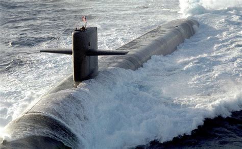 The Fleet Ballistic Submarine Uss Maine Ssbn 741 Conducts Surface