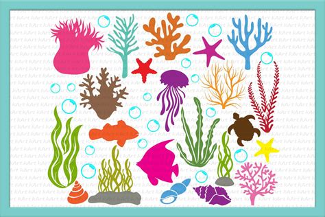 Under The Sea Svg Coral Svg Bubbles Svg Ocean Life Sea Animals Dxf