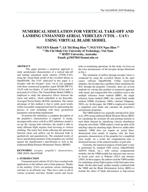 Pdf Numerical Simulation For Vertical Take Off And Landing Unmanned