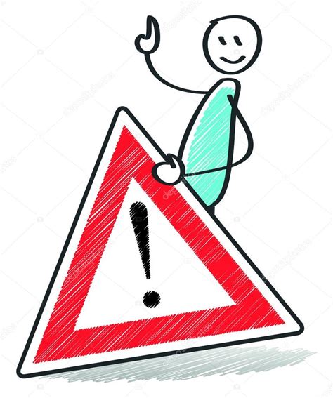 Warning Sign With Funny Stick Man — Stock Photo © Magann 81156670
