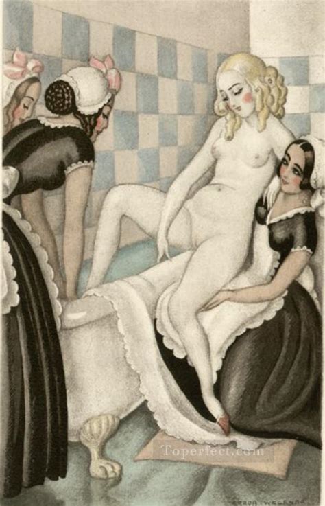 Bath Gerda Wegener Erotic Adult Painting In Oil For Sale