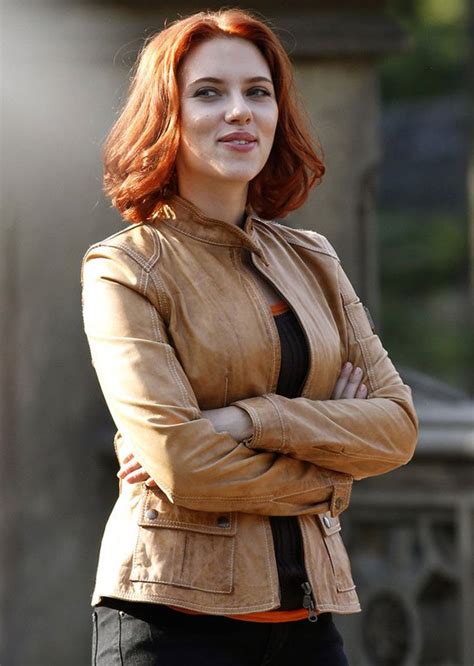 Scarlett Johansson Avengers Black Widow Tan Leather Jacket Rockstar