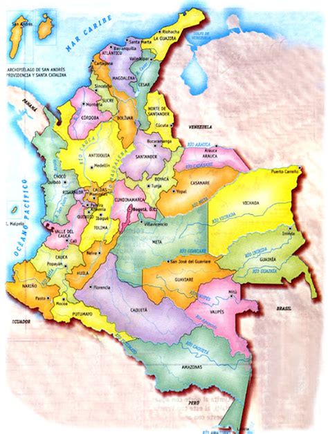 Mapas De Colombia Mapa De Los Ríos De Colombia
