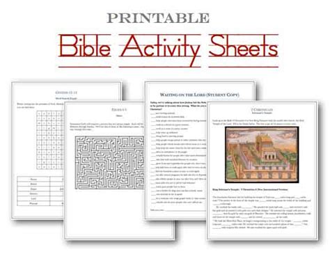 Printable Bible Activity Sheets
