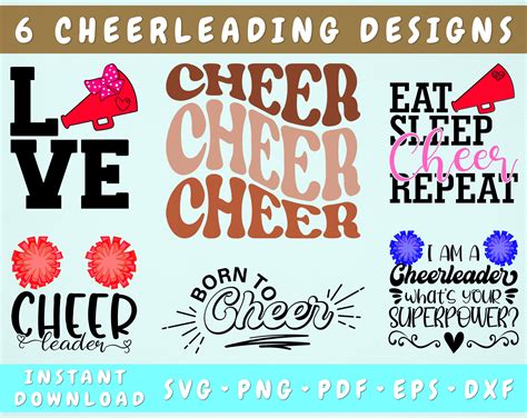 Cheerleading Svg Bundle 6 Designs Cheerleader Svg Cheerleading Cut