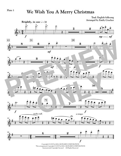 We Wish You A Merry Christmas Flute 1 Sheet Music Emily Crocker
