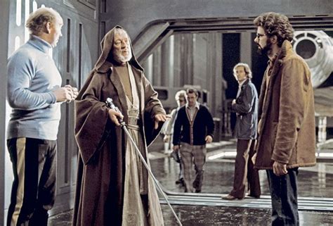 Sir Alec Guinness And George Lucas On Set Star Wars 1976