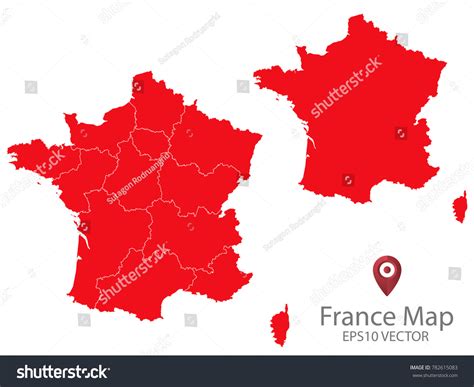 Couple Set Mapred Map Francevector Eps10 Stock Vector Royalty Free