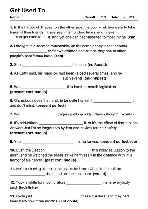 5 Printable Get Used To PDF Worksheets With Answers Grammarism