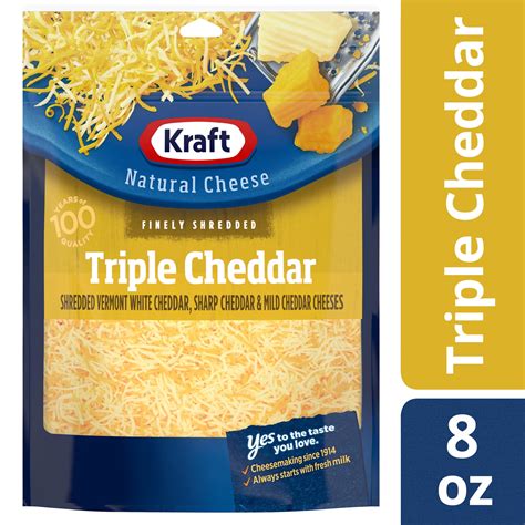 Kraft Finely Shredded Triple Cheddar Shredded Cheese 8 Oz Bag