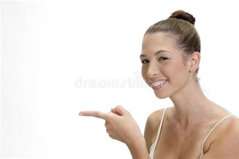 Happy Young Smiling Woman Pointing Picture Image 6618179