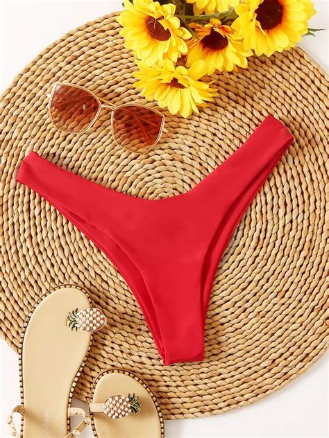 bikini bodems vrouwen 2023 nieuwe badpak high waisted bottom solid red badmode thong beachwear