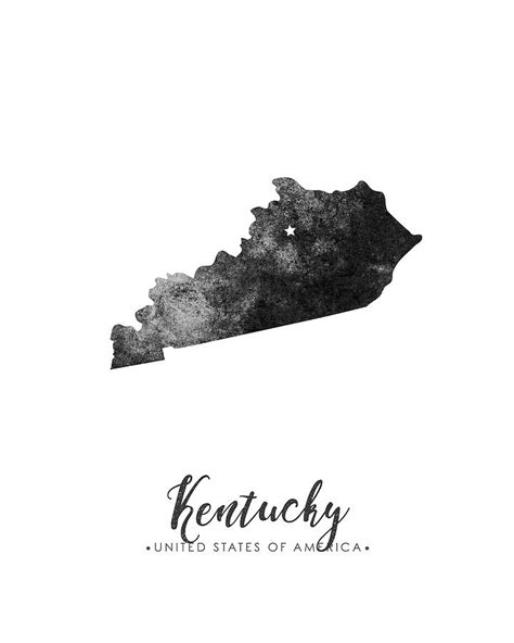 Kentucky State Map Art Grunge Silhouette Mixed Media By Studio