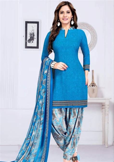 Blue Printed Unstitched Salwar With Dupatta Classiques 3167989