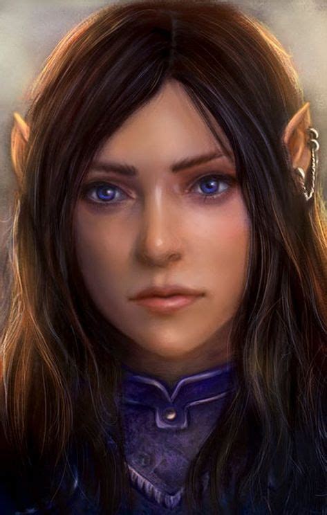 A Digital Painting Of A Woman With Blue Eyes And Long Hair Wearing An Elf Costume