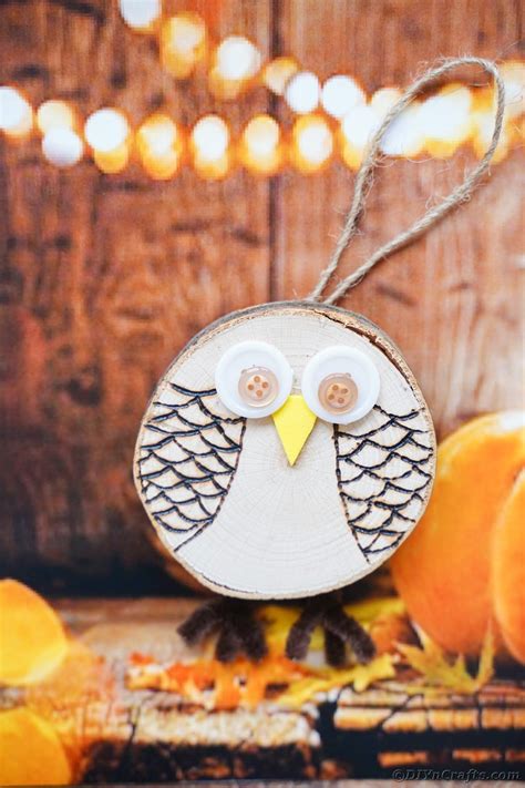 Adorable Hanging Wood Slice Owl Wood Burning Project Diy And Crafts