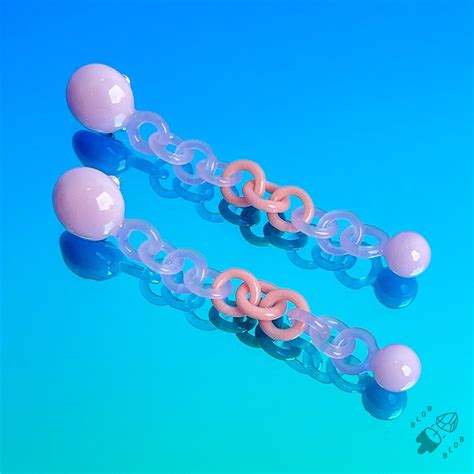Bubble Gum Pink Dot Chain Studs Blob Blob Studio