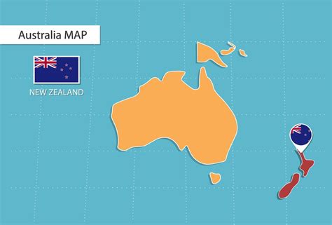 New Zealand Map In Australia Icons Showing New Zealand Location And