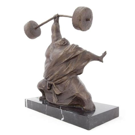 Yaohui Wu Weight Lifter Chinese Contemporary Art Bronze Sclupture For