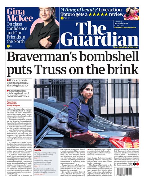 The Guardian On Twitter Guardian Front Page Thursday 20 October 2022