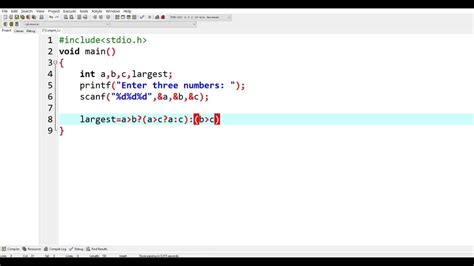 C Program To Find The Largest Among Three Numbers Using Ternary