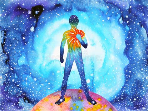 Human And Spirit Powerful Energy Connect To The Universe Power Stock