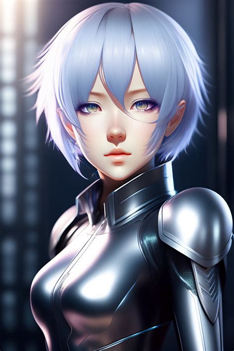 Lexica Young Adult Anime Android Girl With Silver Hair Blue Eyes